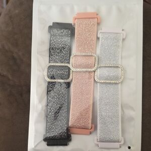 Sparkle Elastic Watch Band Trio — Black, Rose Gold, Silver